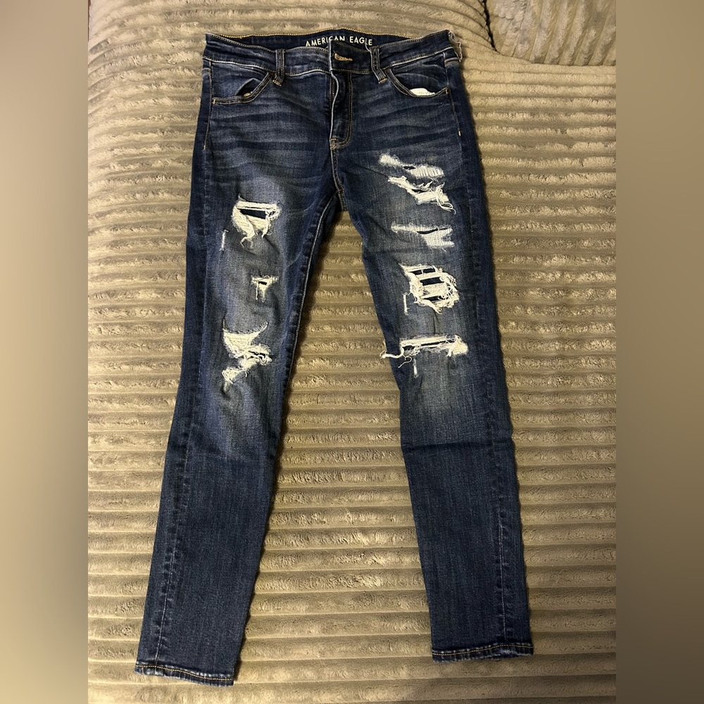 Distressed Blue Jeans